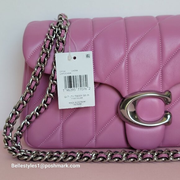 COACH Tabby 26 Quilted Smooth Nappa Leather MEDIUM Shoulder Bag - Fuchsia color⭐ - Picture 16 of 16